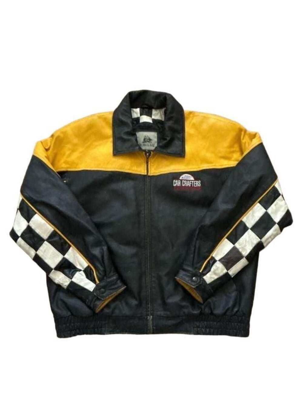 Burk's Bay Car Crafters Collision Repair Vintage Leather Racing Jacket XL